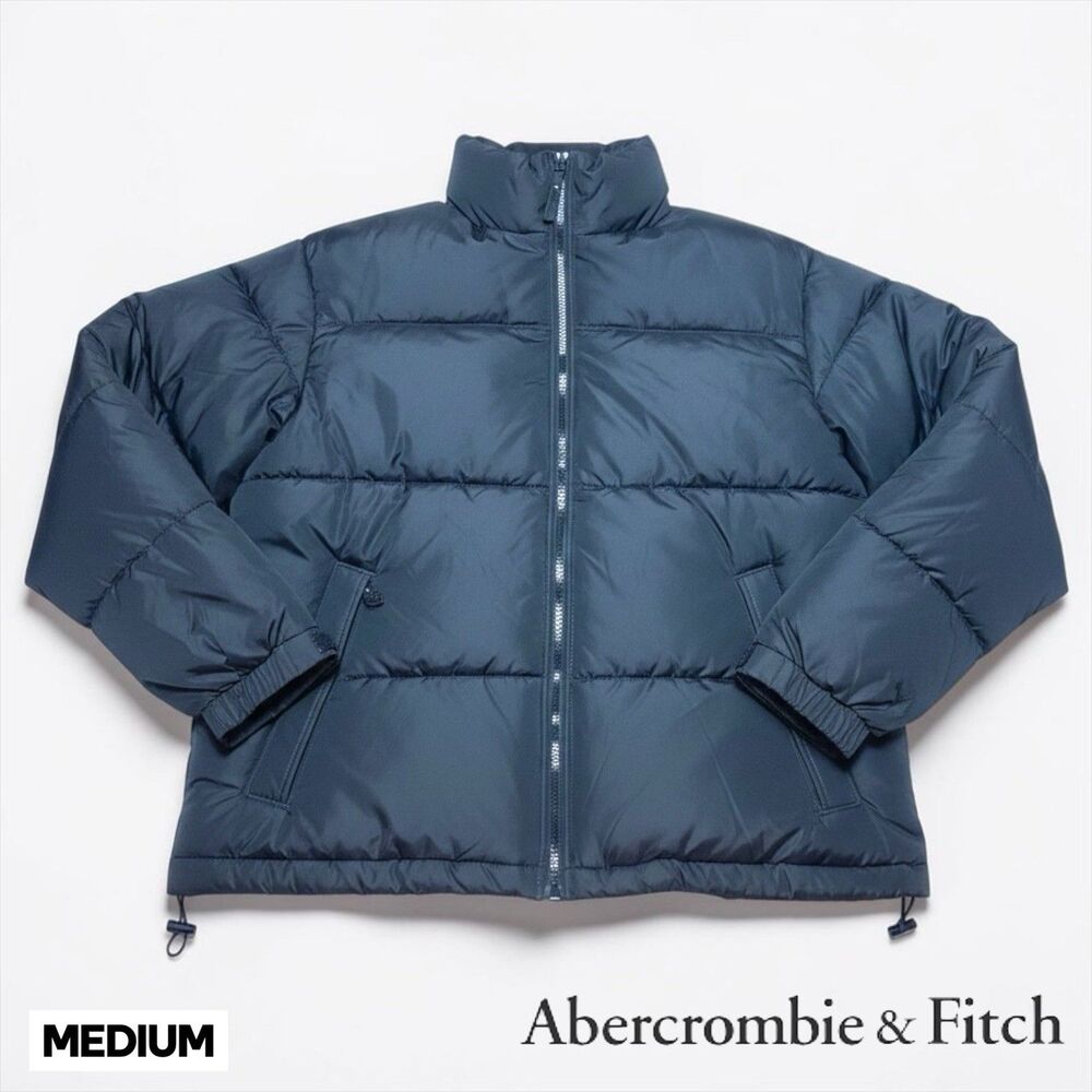 NWT Aeropostale Mens Black Midweight Puffer Hooded Jacket Recycled Fill Size MED